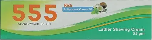 555 Shaving Cream 55gm - كريم حلاقة 555 بالجليسرين وزيت جوز الهند 55 جرام
