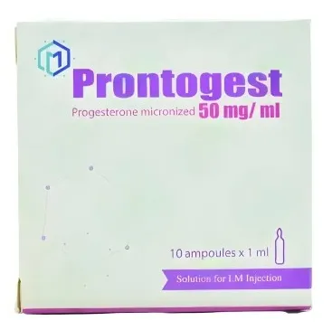 [code in gad:67824--code in mourad:] Prontogest 50mg 10 IM ampoules - برونتوجيست 50 مجم 10 امبولات عضل
