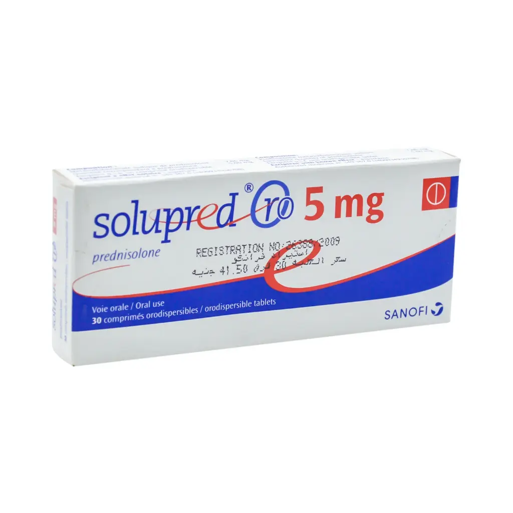 solupred oro 5mg 30 orodispersible tab - سوليوبريد اورو 5مجم 30 قرص ذائب بالفم