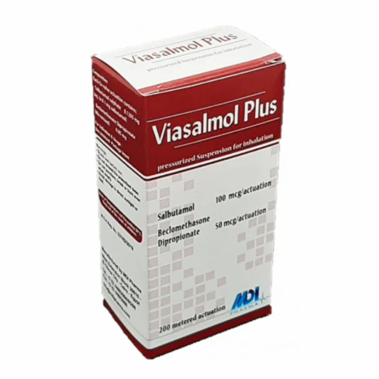 Viasalmol plus 200 doses inhaler spray - فياسالمول بلس 200 جرعة بخاخ استنشاق