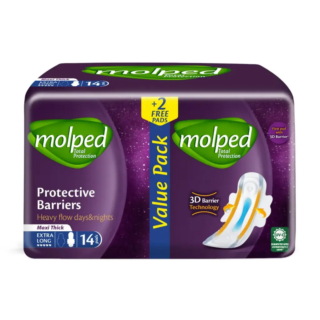 Molped Total Protection Long Pads 14 Pieces - مولبيد فوط صحية حماية متكاملة طويلة 14 قطعة