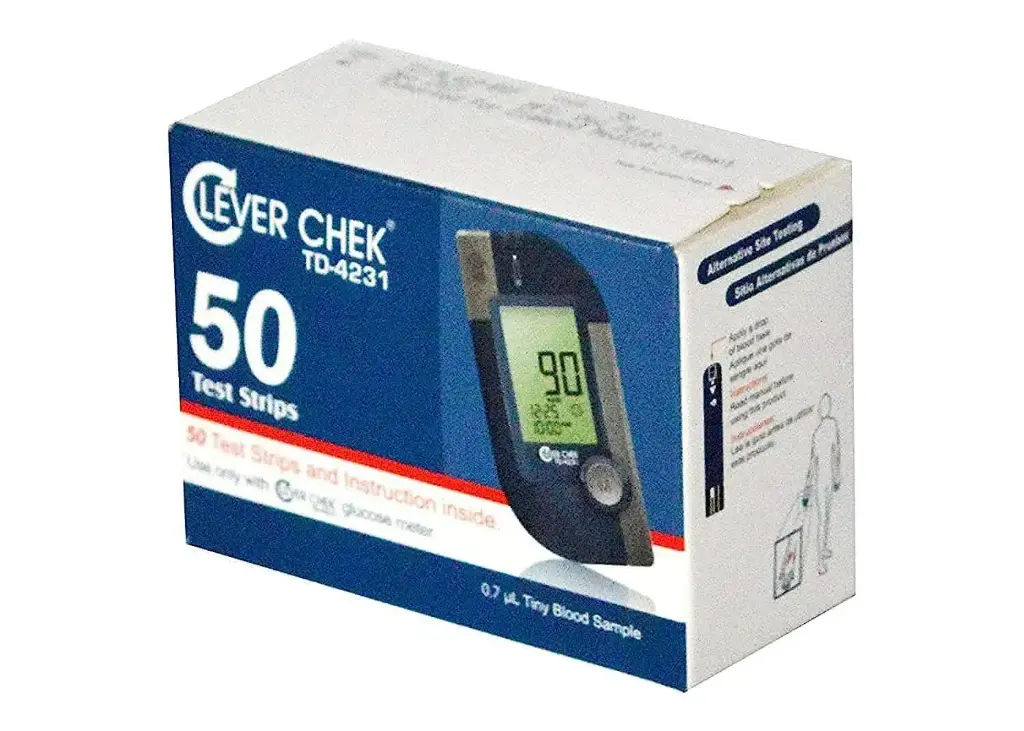 [code in gad:61771--code in mourad:] Clever Chek Blood Glucose Test 50 Strips - شرائط اختبار جلوكوز الدم كليفر تشيك 50 شريط