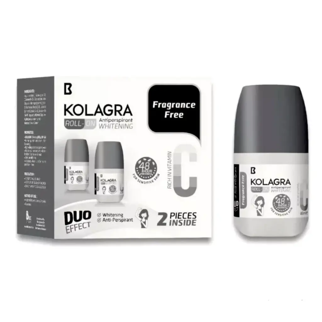 [code in gad:67598--code in mourad:67790] Kolagra Extra Whitening Roll On Deodorant 60ml - كولاجرا رول اون مزيل عرق تفتيح مضاعف 60 مل (عرض خاص) (fragrance free)